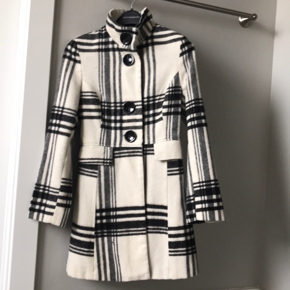 Striped Black and Cream Peacoat - Picture 5 of 6